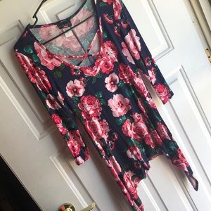 Navy floral blouse